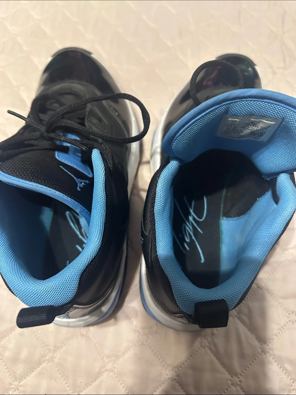 Jordan Black and Blue Glossy Basketball Sneakers